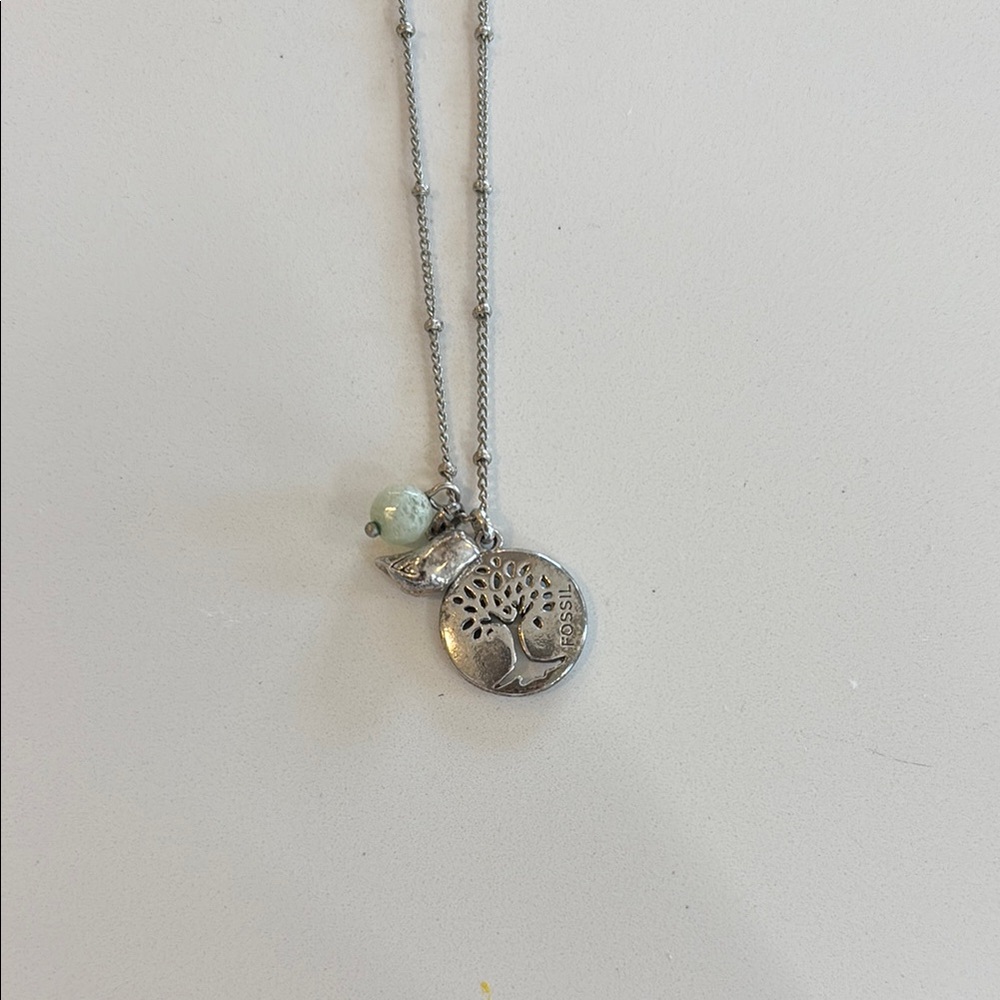 Fossil Silver Tree Pendant Necklace